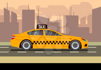 Taxi sedan car flat vector illustration. Transport service for passenger