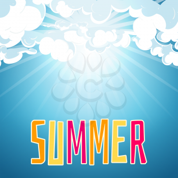 Sunny summer blue sky background. Day sunlight and clear weather, vector illustration