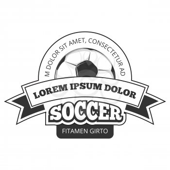 Vector soccer logo, badge template isolated in black white. Championship of soccer game illustration