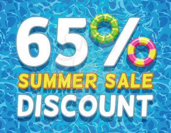 Summer sale and discount vector poster with blue sea water background