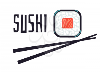 Sushi bar or restaurant logo template. Japanese menu, vector illustration