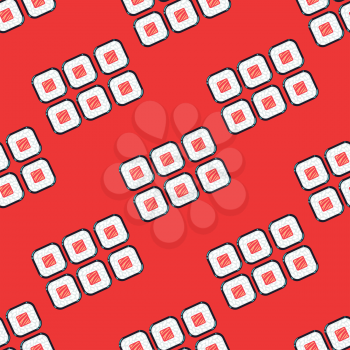 Sushi sets vector seamless pattern red. Japanese food restaurant illustration
