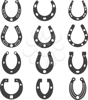 Horseshoe vector icons, lucky symbols set. Ssilhouette of horse shoe illustration