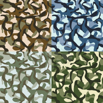 Army camouflage, hunter, combat camo vector seamless patterns set. Camouflage material collection, clothing pattern camouflage illustration,