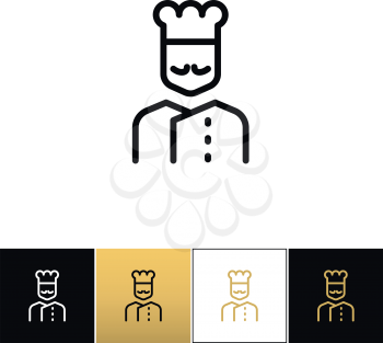 Cook line vector icon. Cook line program on black, white and gold background