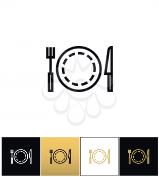 Food or luncheon vector icon. Food or luncheon pictograph on black, white and gold background