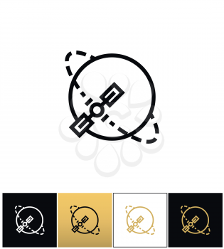 Silhouette navigation earth broadcast vector icon. Silhouette navigation earth broadcast pictograph on black, white and gold background