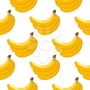 Yellow vector banana seamless background. Tropical fruit pattern illustration flat