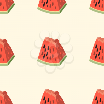 Pink watermelon vector seamless pattern. Background with a piece of watermelon illustration