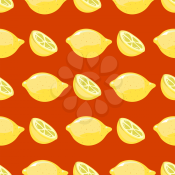Vector bright lemon seamless pattern isolated in red background illustration