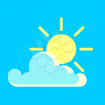 Vector blue sky and the sun day icon. Summer weather sunny illustration
