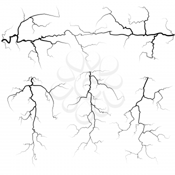 Set of thunder bolts in black isolated on white background. Vector illustration