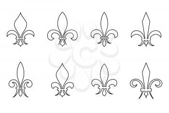 Lily outline illustration vector set. Floral design element in linear style