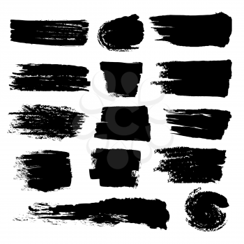 Black paint brush strokes, dirty inked grunge vector art brushes. Creative sketch brush stroke, illustration of brush stain line