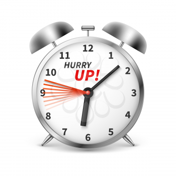 Hurry up vector concept background with alarm clock. Illustration of clock and time, hurry up alarm