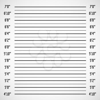 Blank criminal police lineup or mug shot vector background. Police wall for height line up photography illustration