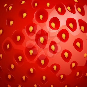 Vector close up strawberry background. Natural fruit texture. Strawberry red texture, illustration of closeup organic berry