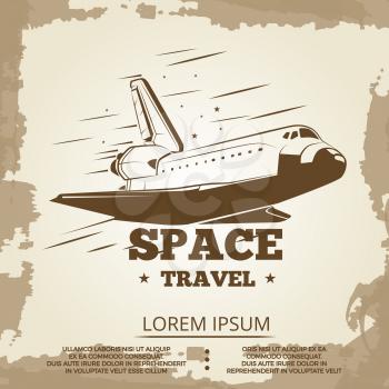 Space travel grunge vintage banner design. Space grunge banner, vector illustration