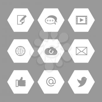 Social media and network icons set. Communication set of icons, vector illustration
