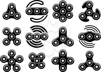 Fidget spinner stress relief toys vector icons. Hand spinners for increased focus isolated on white background