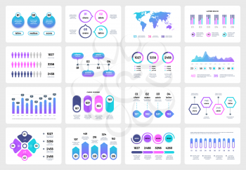 Presentation infographic elements. Graphs charts corporate report timeline. Business marketing multipurpose vector infographics. Illustration of visualization infomation and rating infochart