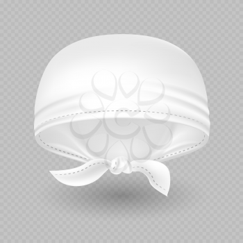 White realistic textile head bandana with shadow isolated on transparent background illustration