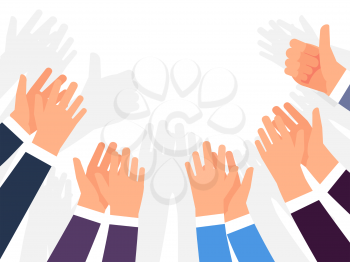 Ovations, applause and congratulations on success vector template. Illustration of crowd hands clap, appreciation gesture