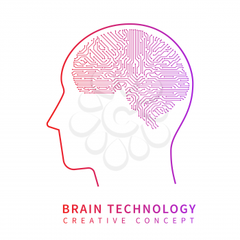 Future artificial intelligence technology. Mechanical brain creative idea vector concept. Artificial brain techology science illustration