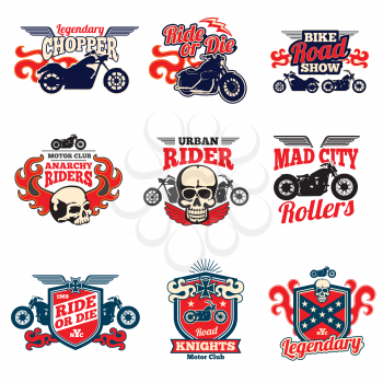 Motorcycle speed racing retro painting vector bagges and motorbike emblems. Motorcycle drive race, illustration of chopper motorbike illustration