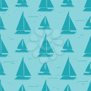 Sailboat silhouettes seamless pattern design. Sea nautical ship travel, vector illustration
