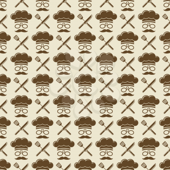 Chef seamless pattern design - kitchen seamless texture background. Vector illustration