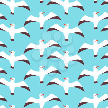 Flat atlantic sea birds seamless pattern background. Vector flat illustration