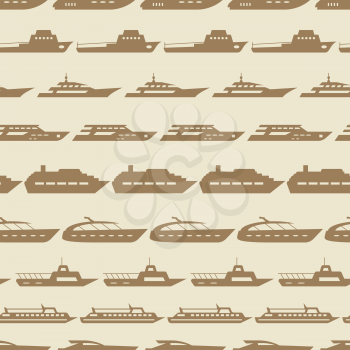 Ships and boats vintage seamless pattern. Background with sea boat illustration vector