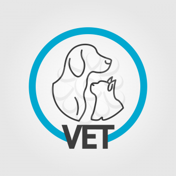 Vet logo design with gods and cats head silhouettes. Vector illustration