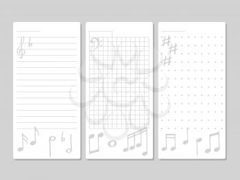 Page for notes, do to or wish list with musical elements of set. Vector illustration