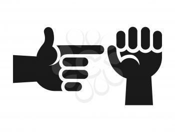 Hands showing sex gesture icon in black white. Sign or symbol finger drawing black illustration