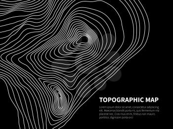 Contour map. Cartography line relief graphic vector geometric background. Cartography and topographic background, area physical relief illustration