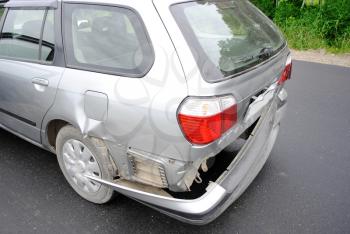Back bumper of the car after a car accident.