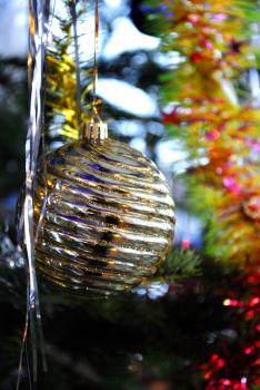 Christmas tree decorations with lights and Christmas Ball