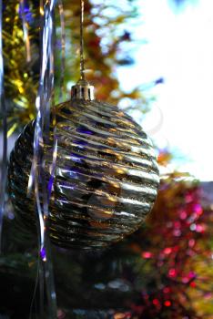 Christmas tree decorations with lights and Christmas Ball