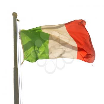 Waving Italian flag isolated on white background