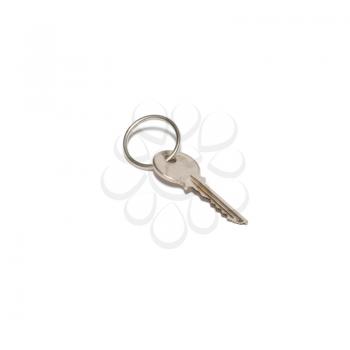 Silver key isolated on white.