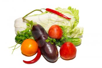 Fresh vegetables isolated on white.