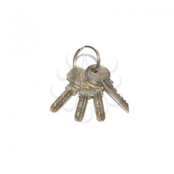Bunch of silver keys isolated on white.