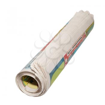 Rolled newspapers isolated on white.