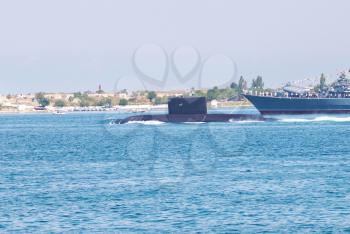 Russian submarine in the Black sea bay