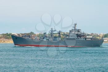 Russian navy warship in the Black sea bay