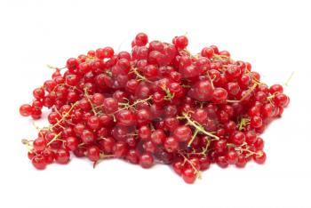 Pile of raspberries currants isolated on white background.