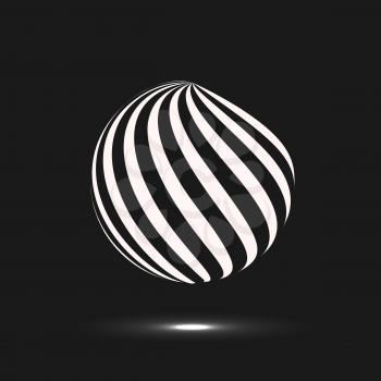 Abstract sphere icon. Vector design with twirl line.