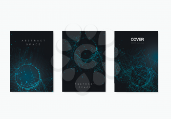 Modern geometric background with connected lines and dots. Business, science, medicine and technology brochure design.